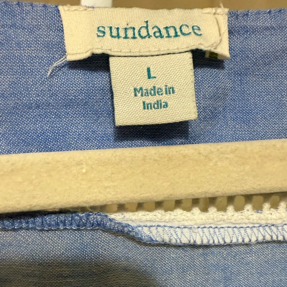 Sundance Lace Blue & White Liliana Embroidered‎ Blouse Top Bell Sleeves Sz L - Picture 4 of 14